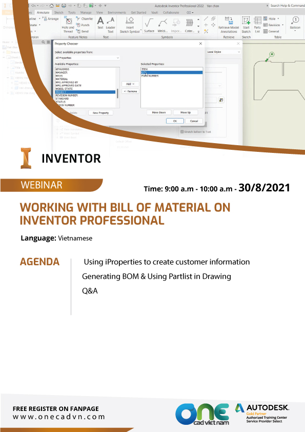 Làm việc với Bill of Material trong Inventor Professional