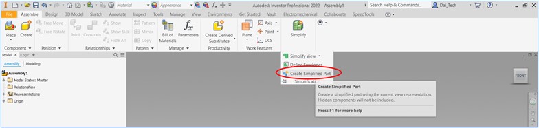 Create Simplified Part từ Assembly