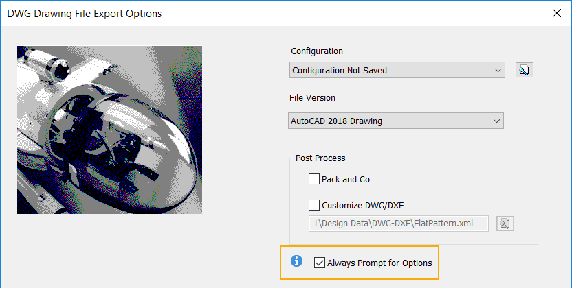 DWG Drawing File Export Options