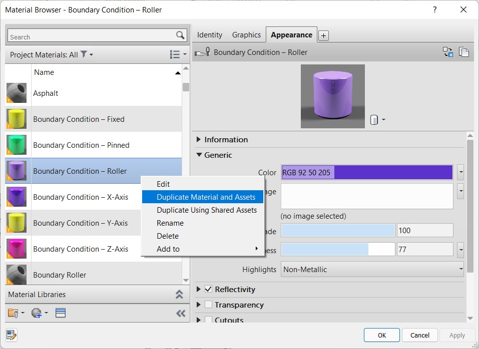 Duplicate Material and its Assets