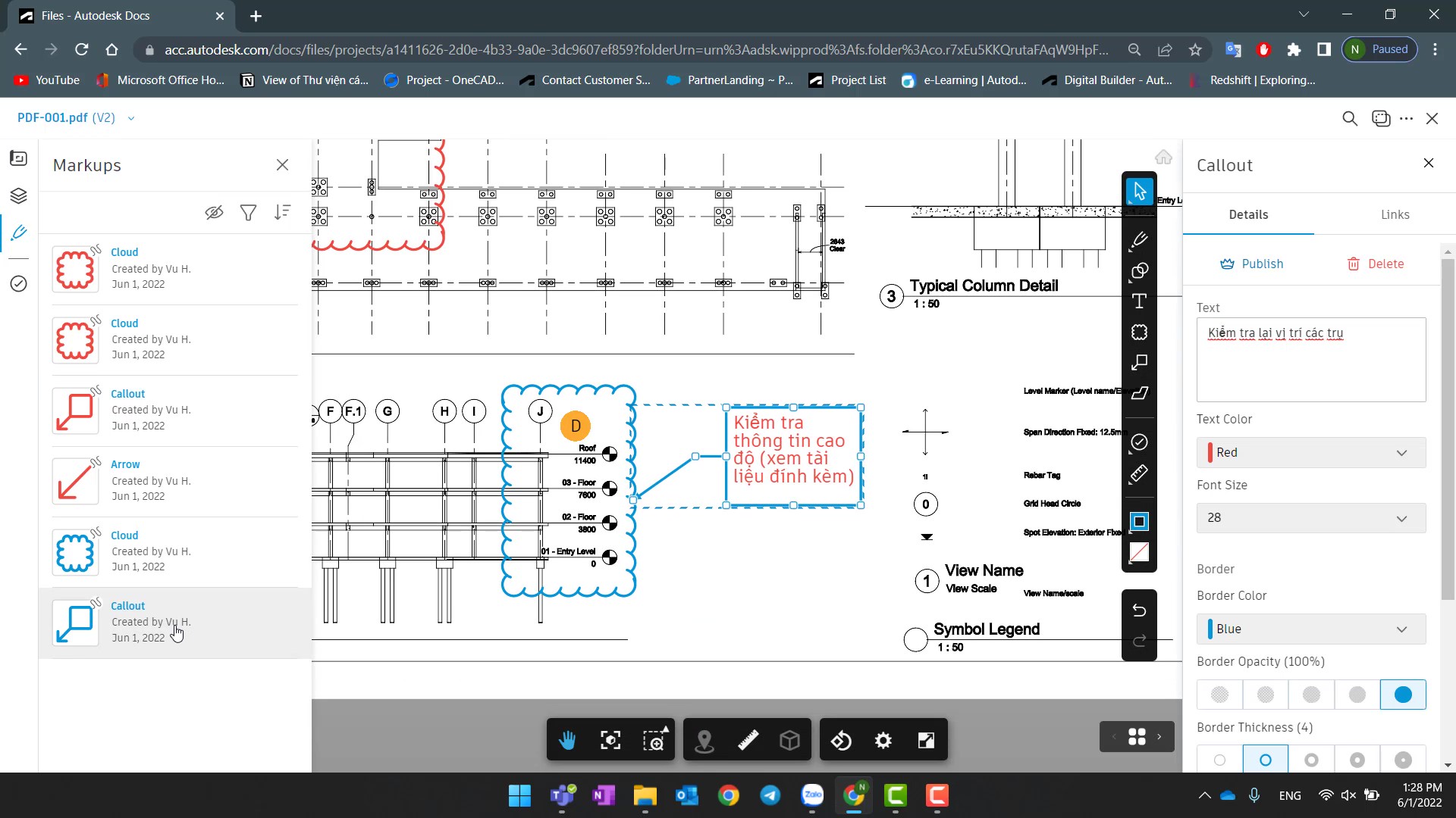 Export markup, issues trong tập tin PDF trên Autodesk Construction Cloud
