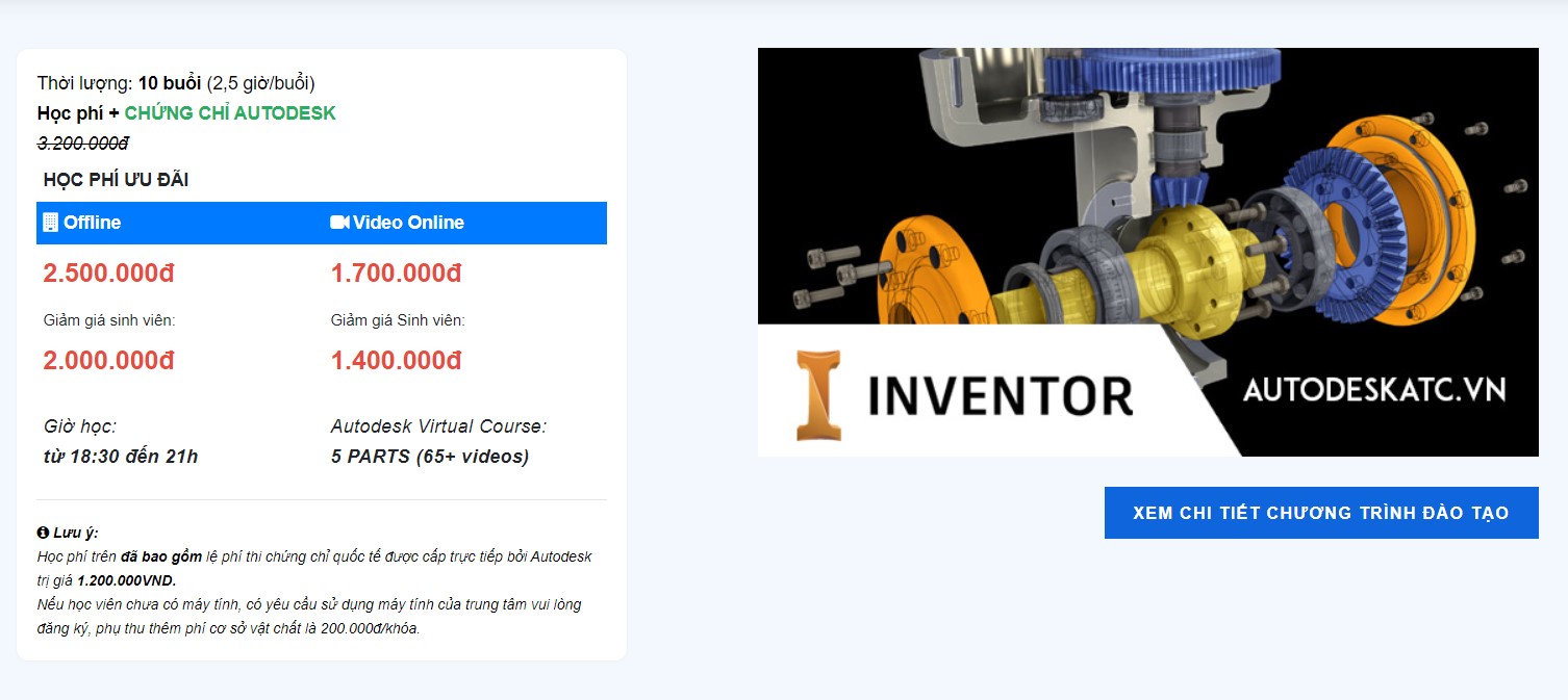 Autodesk ATC triển khai chương trình ưu đãi combo khóa học Inventor Professional