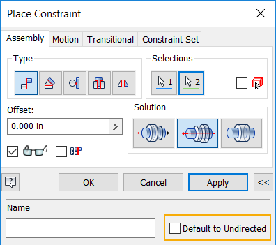 Place Constraint Reference - Assembly Tab.