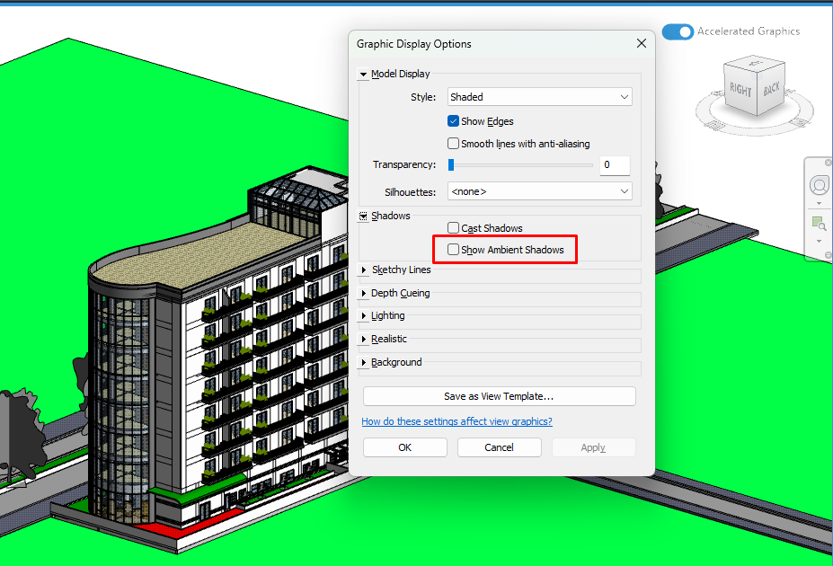 Ambient Shadows trong Revit 2027.2