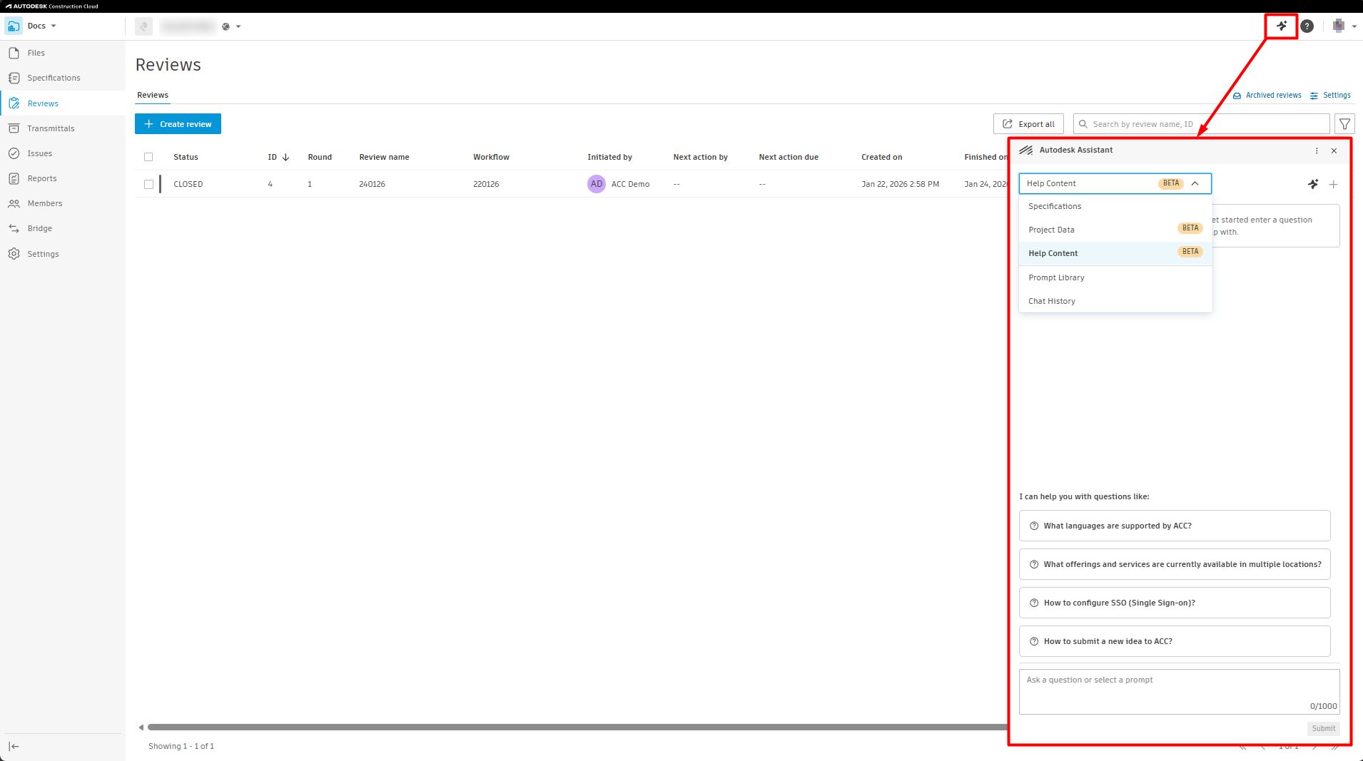 Autodesk AI – Autodesk Assistant: Truy cập nội dung trợ giúp