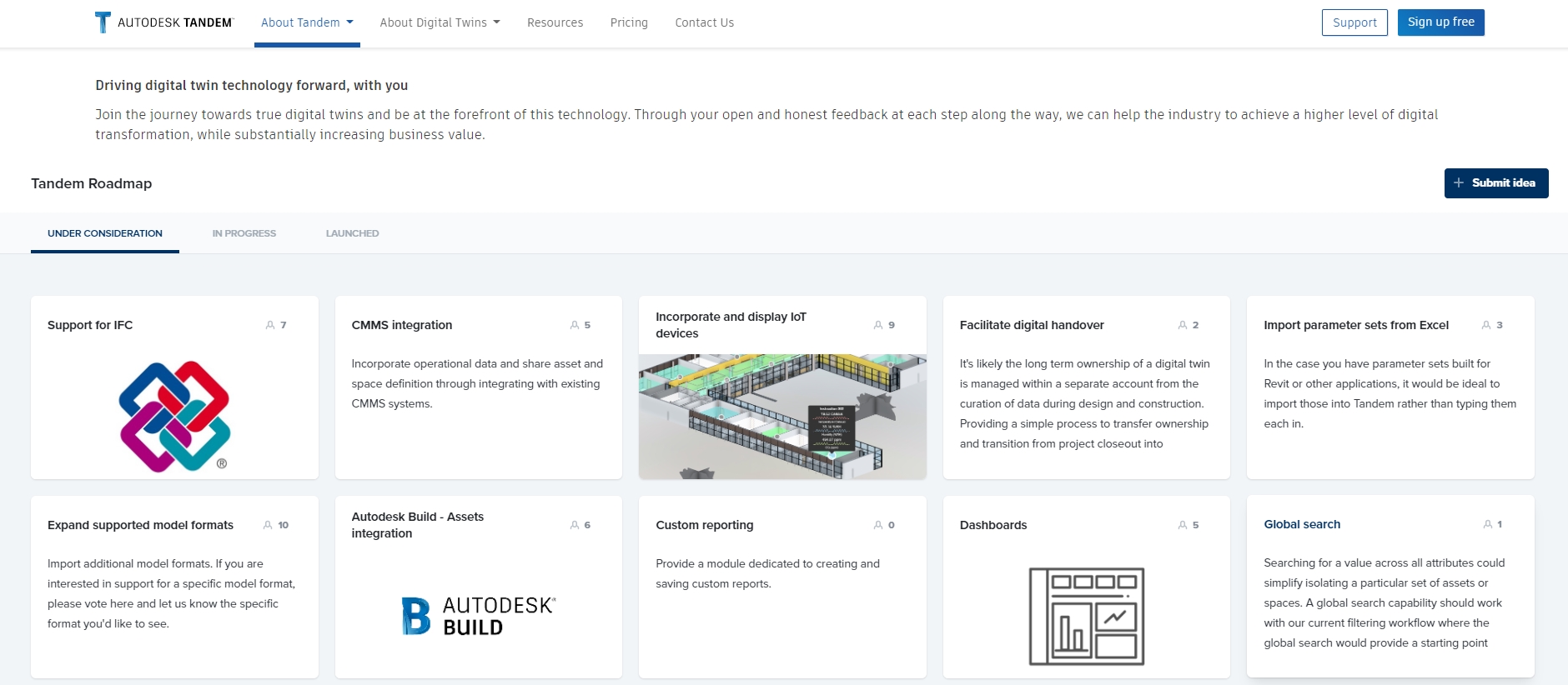 Autodesk Tandem Roadmap