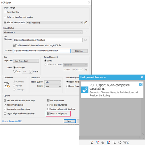 Background Export to PDF