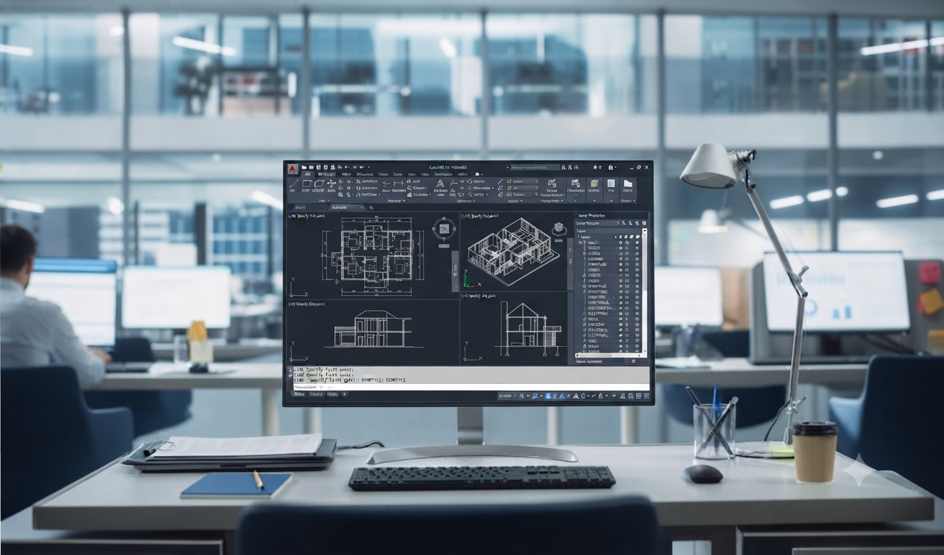 Bản vẽ DWG được mở và hiển thị trong môi trường AutoCAD.