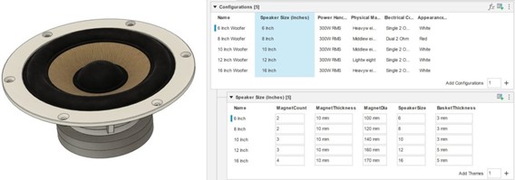 Bảng cấu hình trên Autodesk Fusion 360