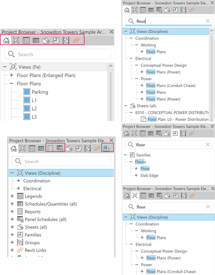 Bộ lọc nhanh đối tượng trong Project browser