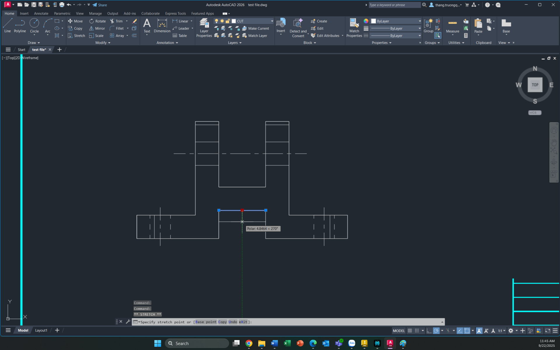 Các kích thước sẽ thay đổi trong Inventor tương ứng với các thay đổi trong AutoCAD