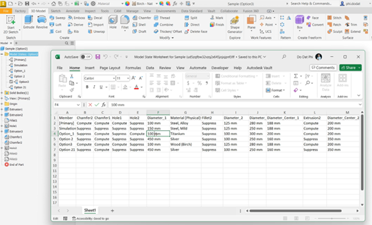​​​​​​​Cách chỉnh sửa Parameters cho từng Model States trên Excel