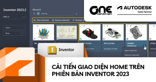 Cải tiến giao diện Home trên phiên bản Inventor 2023