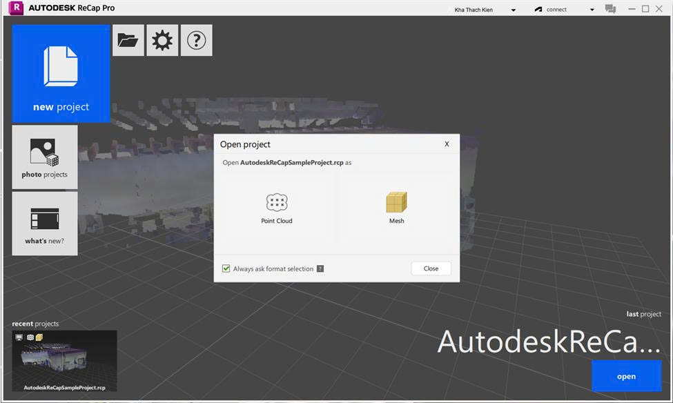 Cho phép mở dữ liệu dưới dạng Mesh hoặc Point Cloud linh hoạt hơn. 