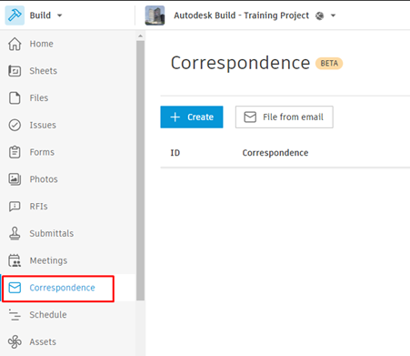 Công cụ Correspondence mới trong Autodesk Build