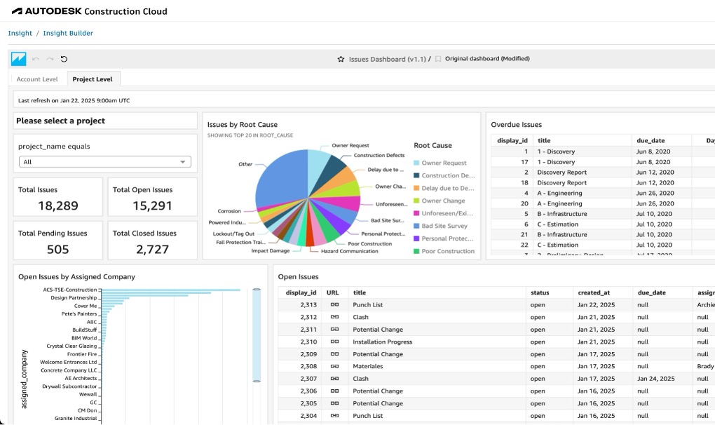 Công cụ Insight Builder trong Autodesk Construciton Cloud