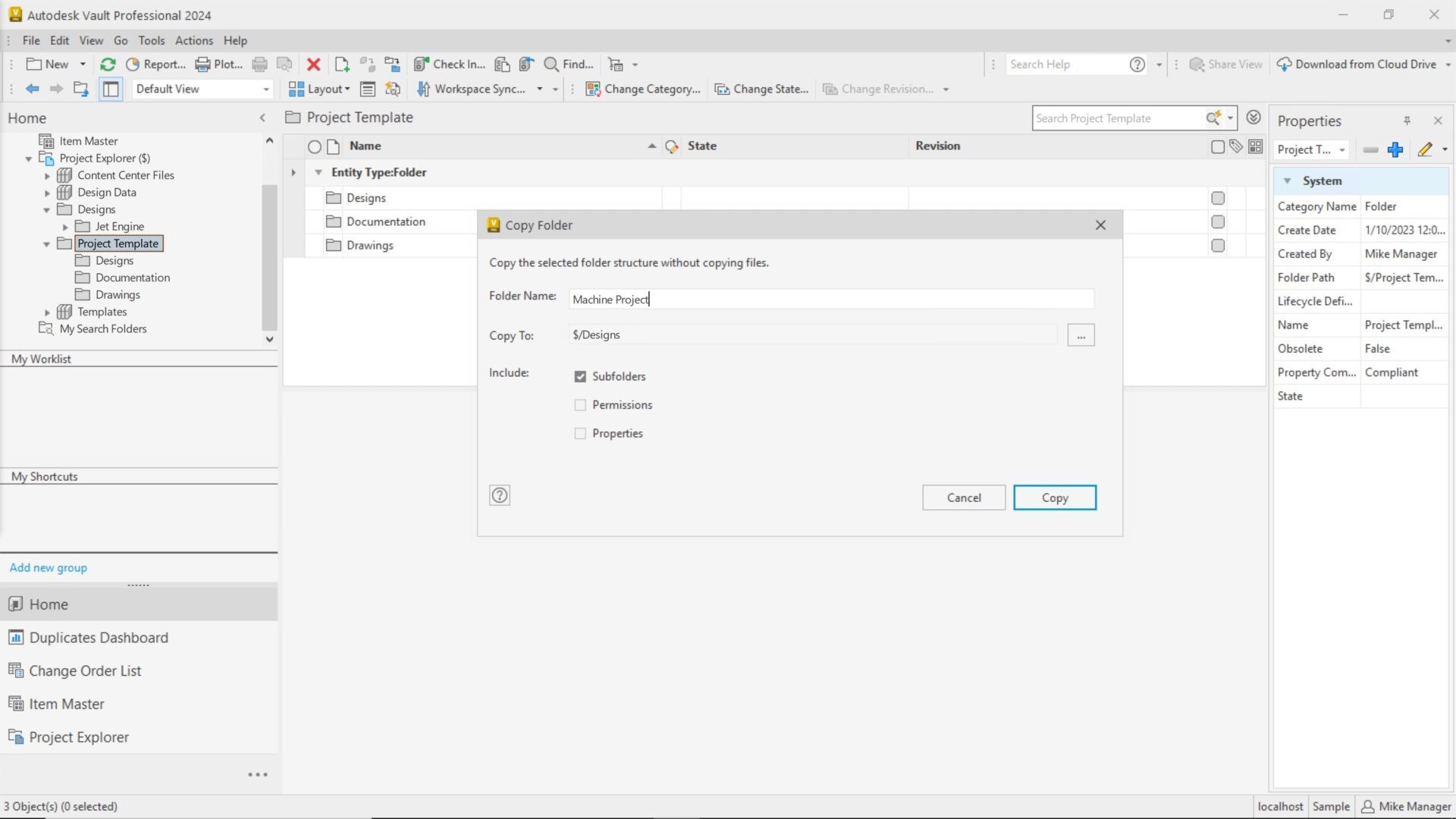 Copy folder trong Vault 2024