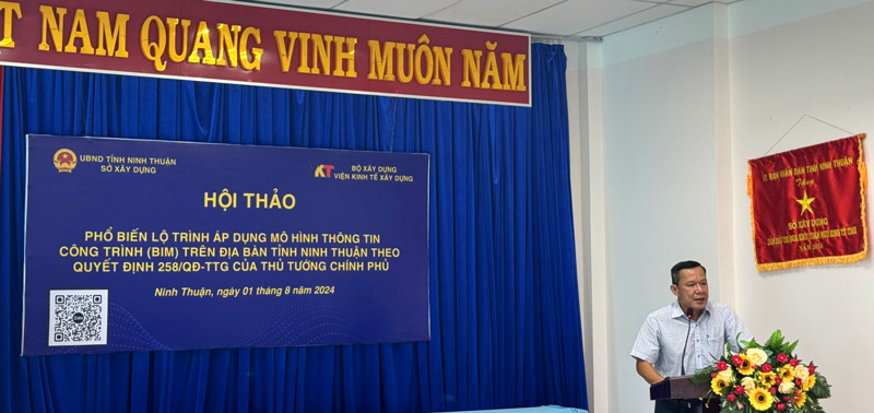 Đại diện SXD tỉnh Ninh Thuận phát biểu tại hội thảo