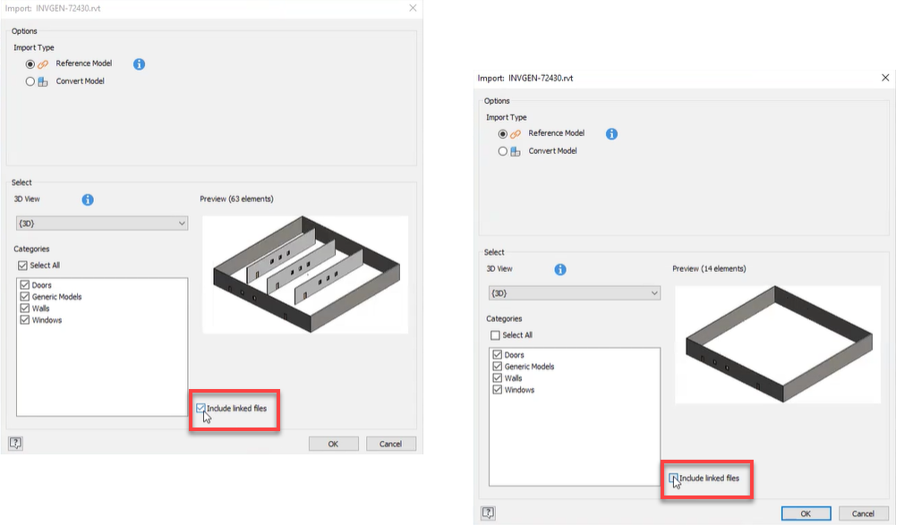 Điều chỉnh liên kết với mô hình Revit thông qua tuỳ chọn mới