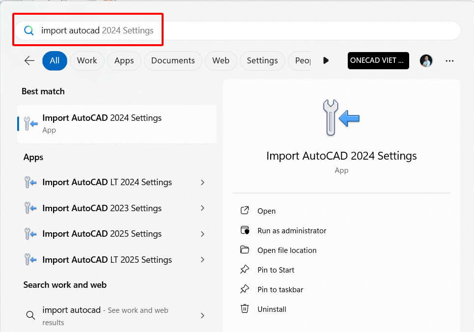 Đồng bộ thiết lập bằng Import/Export Settings trên AutoCAD