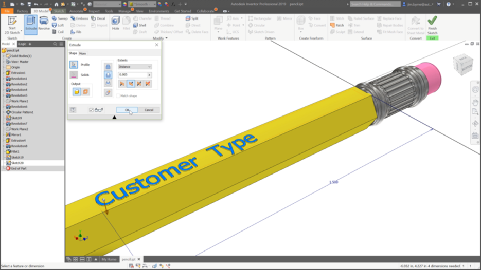 Parameter Driven Text trong Autodesk Inventor