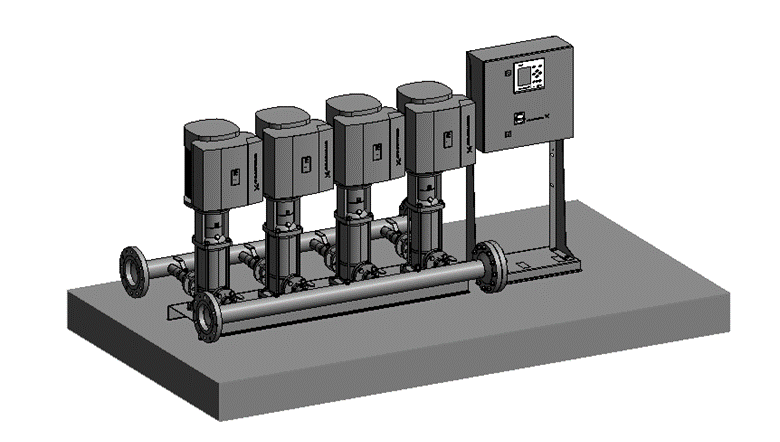 Family cụm bơm sử dụng các đối tượng import từ tập tin AutoCAD 3D.
