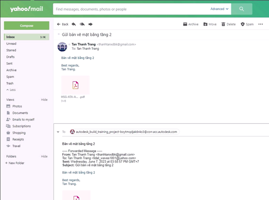 Forward email cũ qua công cụ Correspondence