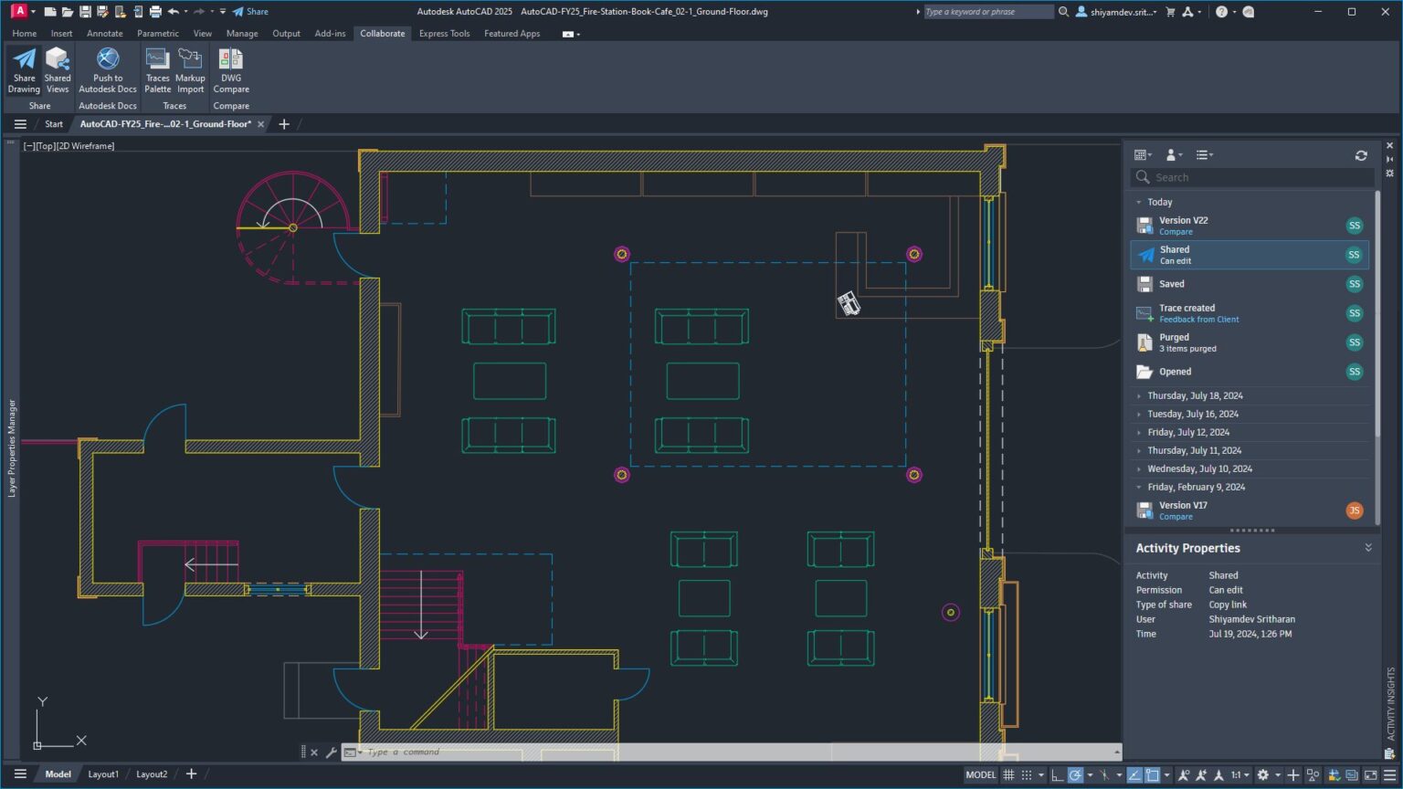 Giao diện Activity Insights trên bảng cập nhật AutoCAD 2025.1