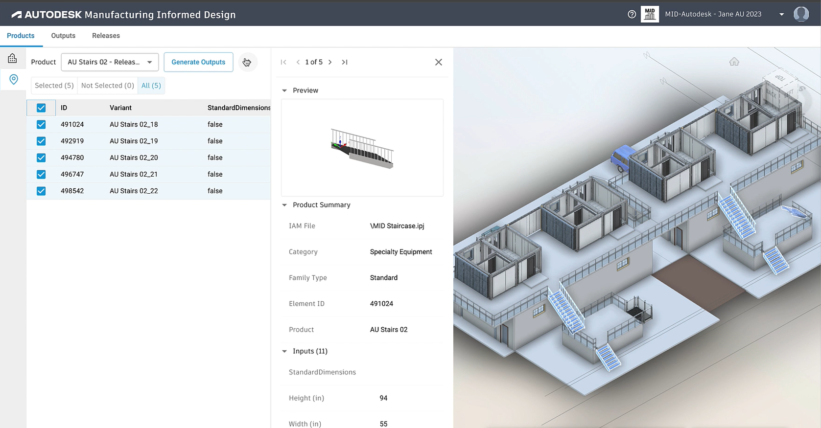 Giao diện Autodesk Informed Design trên nền tảng web