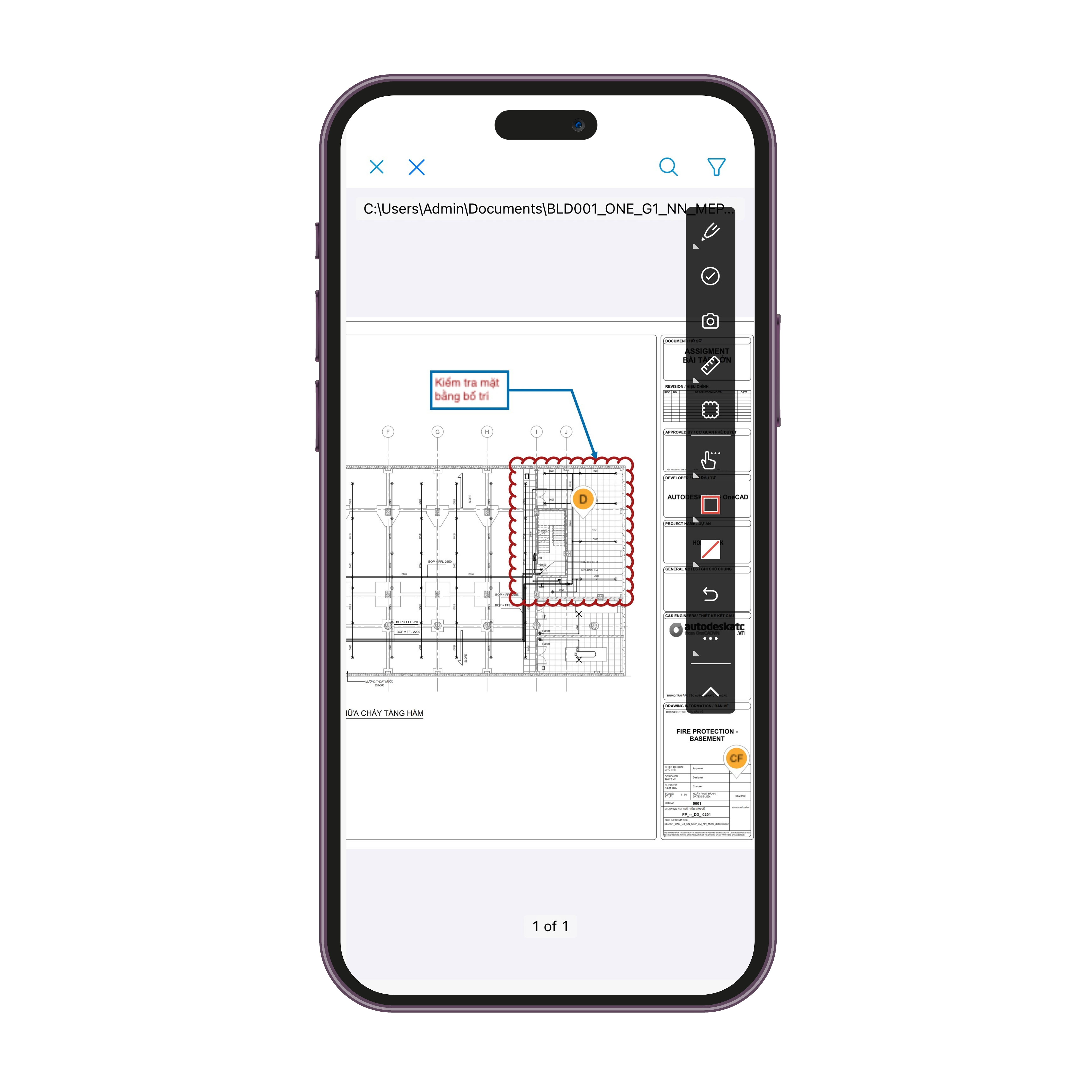 Giao diện công cụ markup trên thiết bị di động