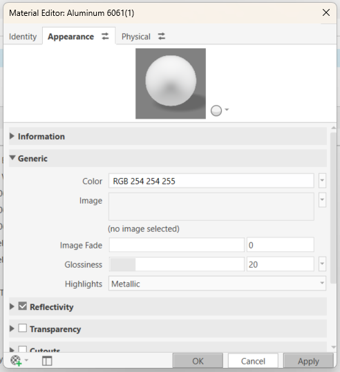 Giao diện của tab Appearance