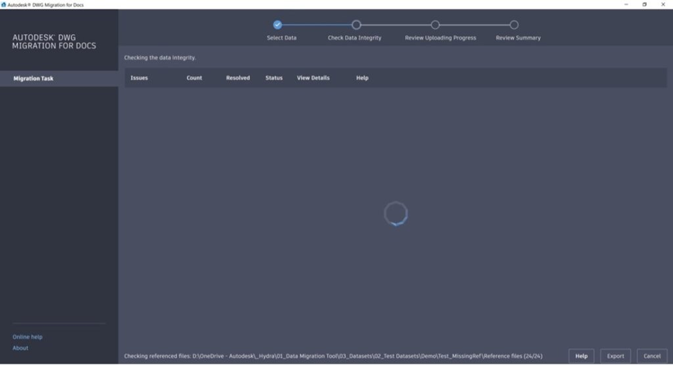 Giao diện làm việc của Autodesk® DWG Migration for Docs