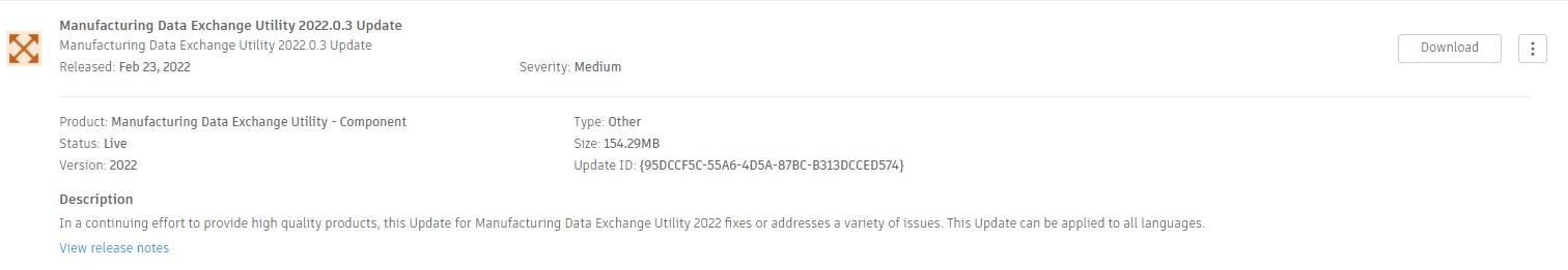 Giao diện thông báo và download bản update 2022.0.3