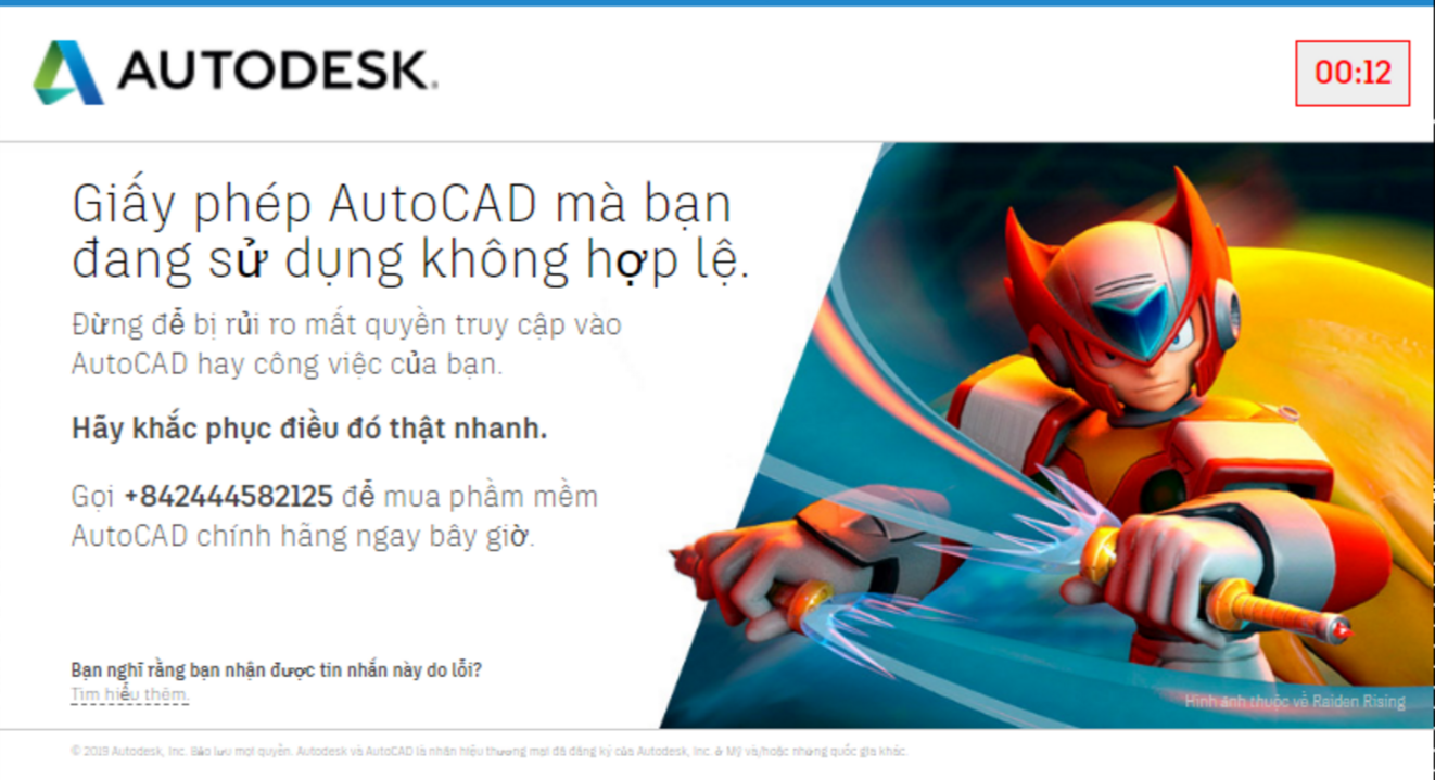 Bản quyền AutoCAD không hợp lệ