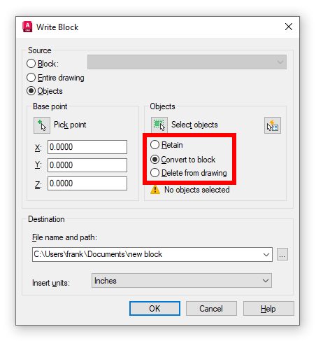 Hình ảnh mô tả tính năng Write Block trên AutoCAD