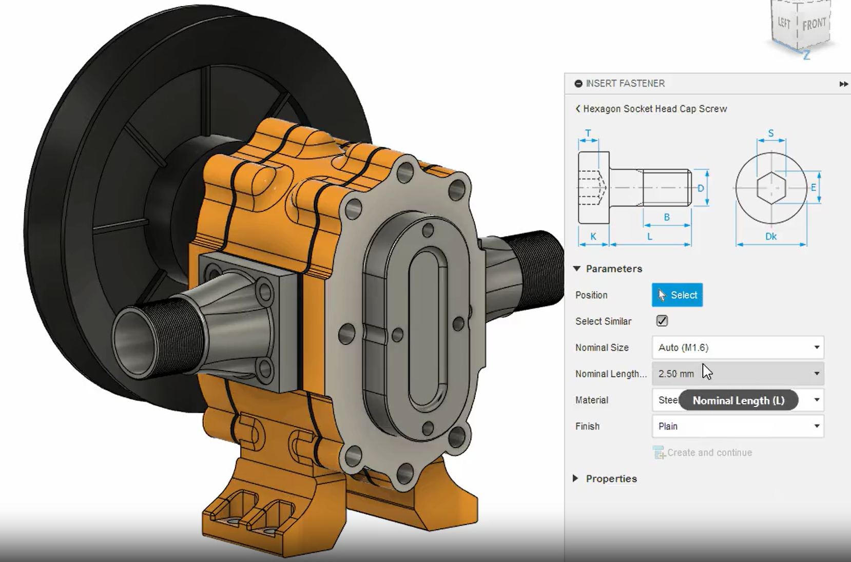 Hình ảnh thư viện ốc, vít được tích hợp trên Fusion 360