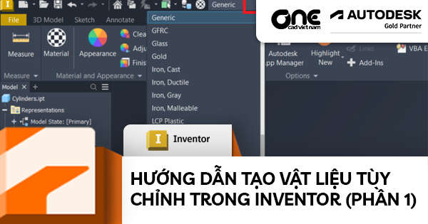 Hướng dẫn tạo vật liệu tùy chỉnh trong Inventor (Phần 1)