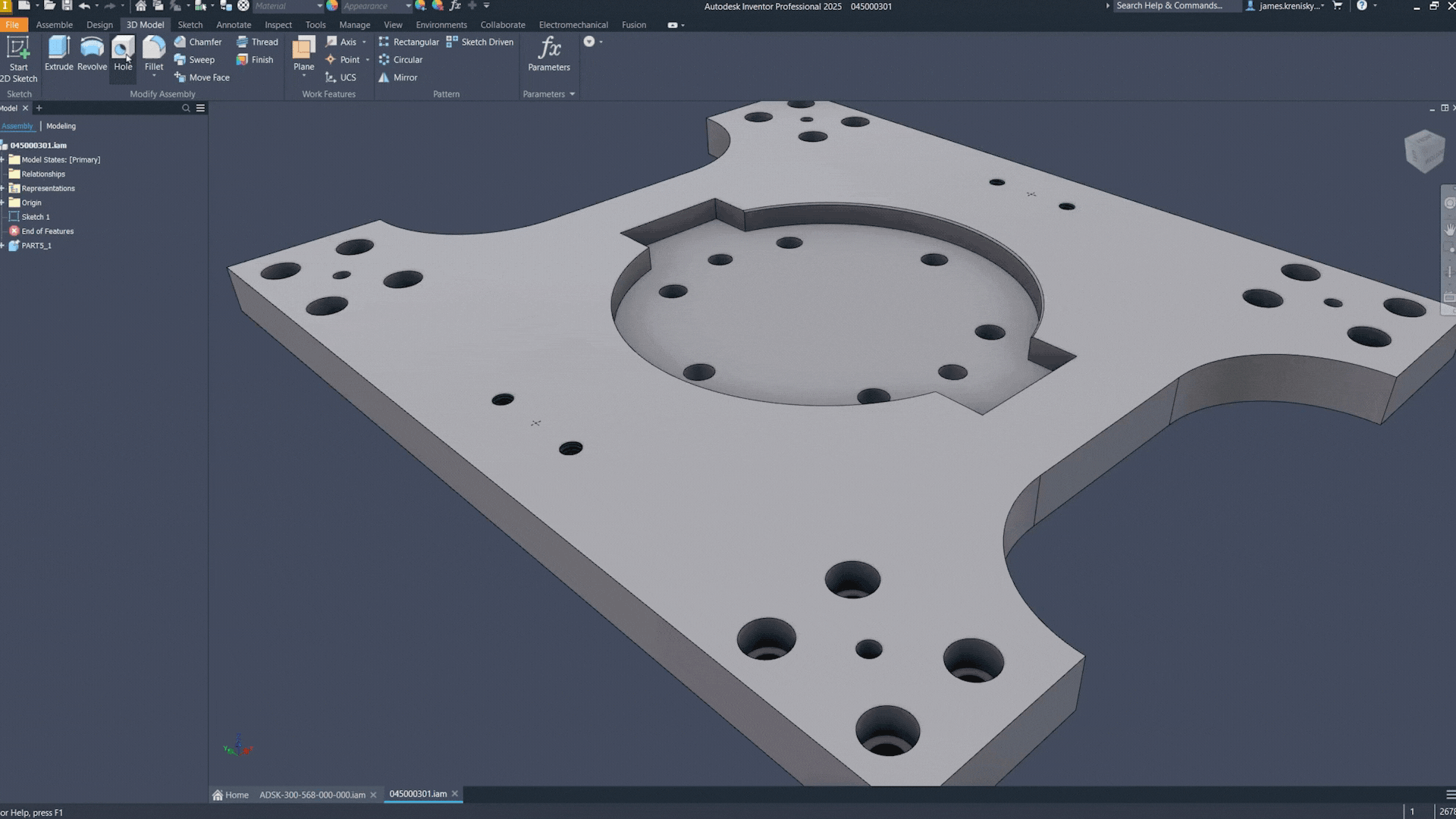 Mô tả nâng cấp của tính năng Holes trên Inventor 2025