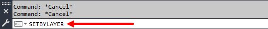 Nhập SETBYLAYER vào thanh lệnh trên AutoCAD