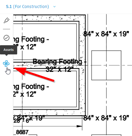 Nhấn vào nút Assets trong autodesk build