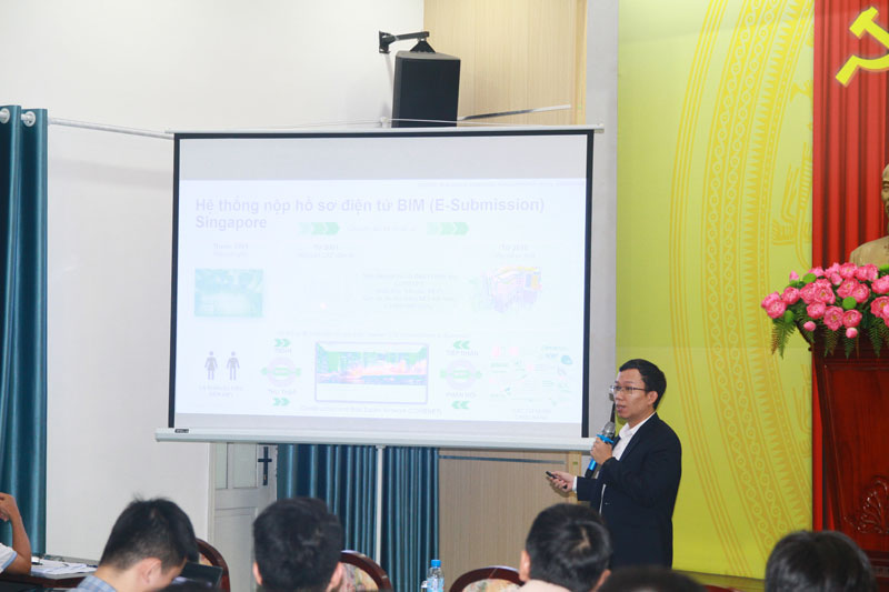 Đại diện Autodesk - ông Lê Hiếu Hồng Phúc chia sẻ kinh nghiệm ứng dụng BIM tại Singapore