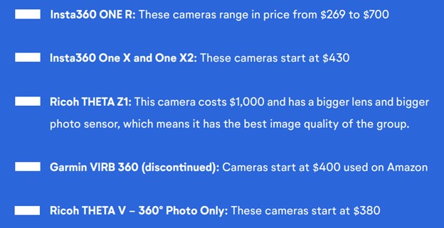 Những loại camera có thể sử dụng với OpenSpace