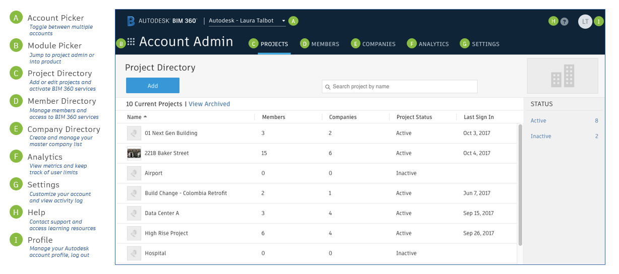 Giao diện setting BIM360