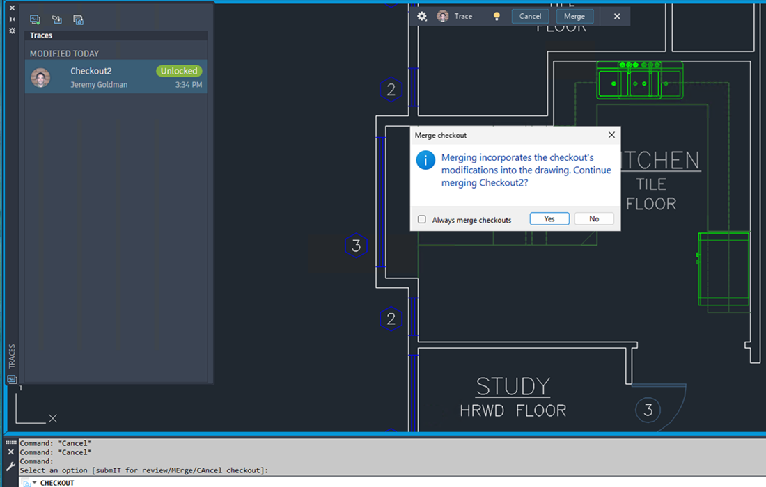 Quy trình Checkout trong AutoCAD 2027.1