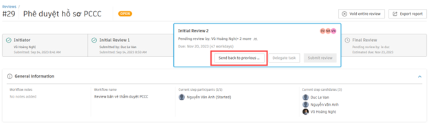 Reviews | Send Back to Previous Step