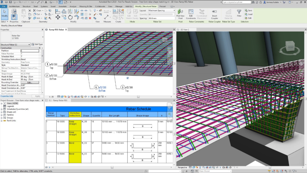 Free-form rebar shape