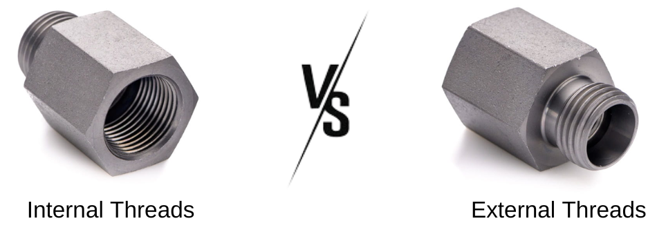 So sánh trực quan giữa ren trong và ren ngoài trong các mối ghép cơ khí trên Autodesk Fusion.