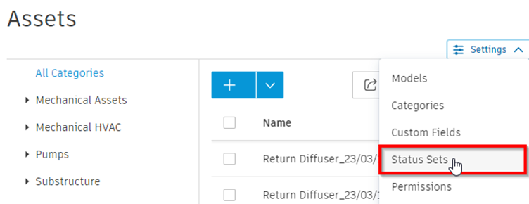 status asets trong autodesk build