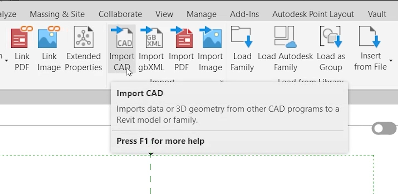 Sử dụng công cụ Import CAD để đưa file vào Revit