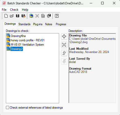 Sử dụng tính năng Batch Standard Checker để kiểm tra thông tin bản vẽ